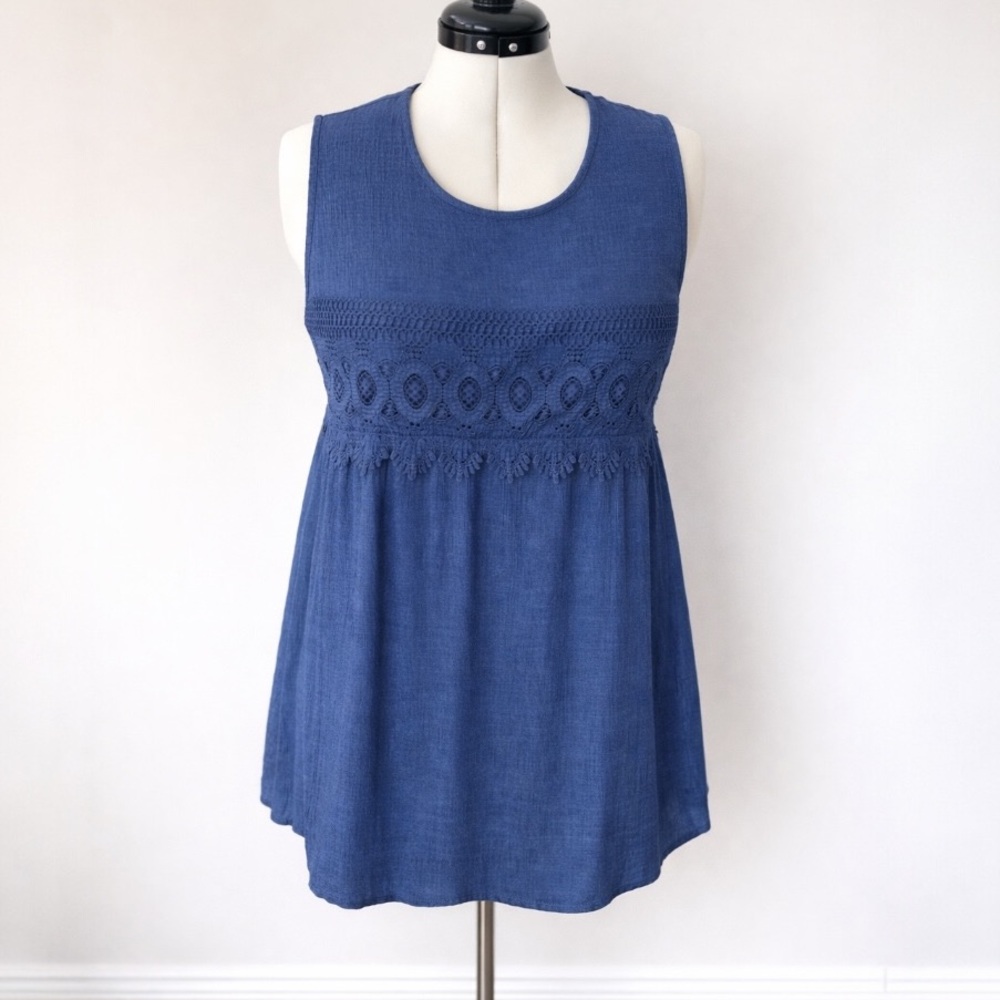 Isela Blue Sleeveless Tunic